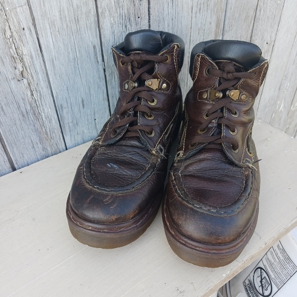 Vtg DOC MARTENS 8460 AW004 Men's Leather Boots Size US 9 Brown England Y2k - Picture 4 of 9